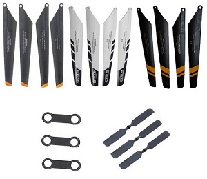 JXD 350 350V helicopter spare parts main blades 3 sets (Upgrade Black-Orange + Black-Yellow + White) + 3*connect buckle and tail blade