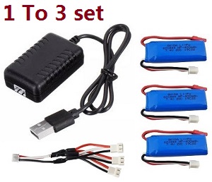 *** Deal *** JJRC Q35 Q36 RC car spare parts 1 to 3 USB charger wire set + 3*7.4V 400mAh battery set