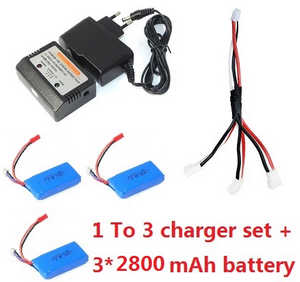 Wltoys WL V323 quadcopter spare parts 3*2800mAh battery + 1 To 3 charger wire + charger + balance charger box (set)