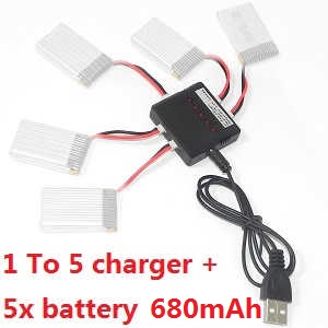 MJX X-series X705C X705 quadcopter spare parts 1 TO 5 charger set + 5x 3.7V 680mAh battery