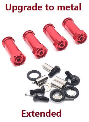 Wltoys 104001 RC Car spare parts 30mm extension 12mm hexagonal hub drive adapter combination coupler (Metal) Red