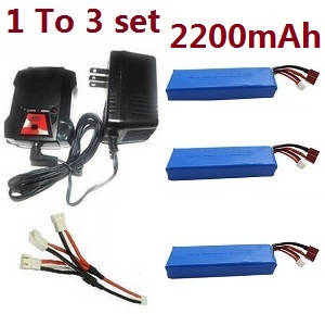Wltoys 104001 RC Car spare parts 1 to 3 charger set + 3*7.4V 2200mAh battery set - Click Image to Close