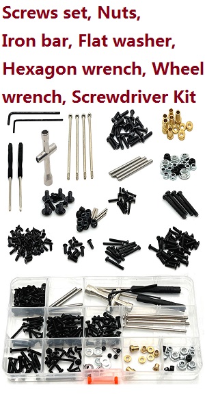 Wltoys XK 104001 RC Car spare parts Screws set, Nuts, Iron bar, Flat washer, Hexagon wrench, Wheel wrench, Screwdriver Kit