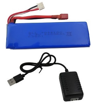 Wltoys 10428-A RC Car spare parts 7.4V 2200mAh battery with USB charger wire - Click Image to Close