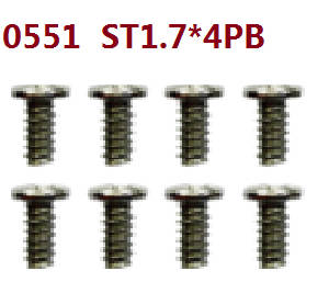 Wltoys 10428-D 10428-E RC Car spare parts screws 8pcs 0551 st1.7*4pb