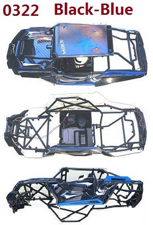 Wltoys 10428-B RC Car spare parts total car shell and frame group Blue (Assembled) - Click Image to Close