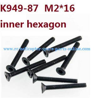 Wltoys 10428 RC Car spare parts flat head inner hexagon allen screws M2*16 K949-87 8pcs