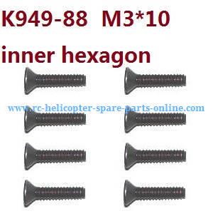 Wltoys 10428-B RC Car spare parts flat head inner hexagon allen screws M3*10 K949-88 8pcs