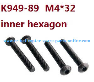 Wltoys 10428-A RC Car spare parts flat head inner hexagon allen screws M4*32 K949-89 4pcs