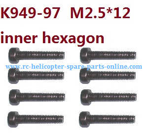 Wltoys 10428-C RC Car spare parts inner hexagon head screw cup M2.5*12 K949-97 8pcs - Click Image to Close