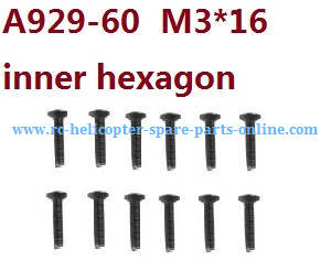 Wltoys 10428-B2 RC Car spare parts inner hexagon countersunk head screws M3*16 A929-60 10pcs