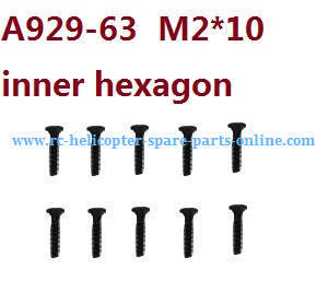 Wltoys 10428-B RC Car spare parts inner hexagon countersunk head screws M2*10 A929-63 10pcs - Click Image to Close