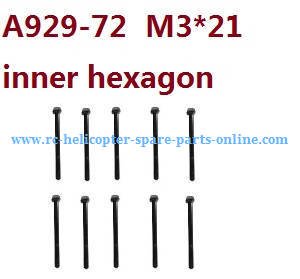 Wltoys 10428-B RC Car spare parts inner hexagon round head screws M3*21 A929-72 10pcs