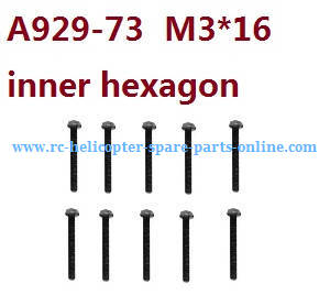 Wltoys 10428-B2 RC Car spare parts inner hexagon round head screws M3*16 A929-73 10pcs - Click Image to Close