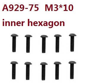 Wltoys K949 RC Car spare parts inner hexagon head eyelet with rith referral automatic screws M3*10 A929-75 10pcs