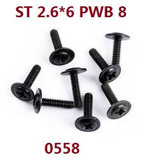Wltoys 12401 12402 12402-A 12403 12404 RC Car spare parts screws 2.6*6 PWB 0558 - Click Image to Close