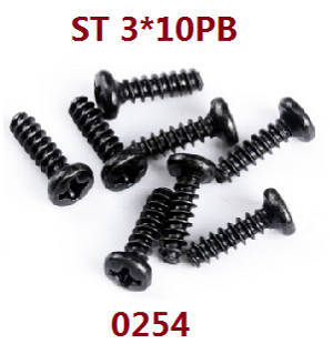 Wltoys 12401 12402 12402-A 12403 12404 RC Car spare parts screws 3*10PB 0254 - Click Image to Close