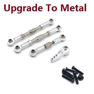 Wltoys 12401 12402 12402-A 12403 12404 RC Car spare parts upgrade to metal connect rod and servo arm (metal Silver color) - Click Image to Close