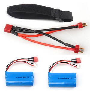 Wltoys 12401 12402 12402-A 12403 12404 RC Car spare parts parallel connection line and velcro + 2*7.4V 1500mAh battery - Click Image to Close