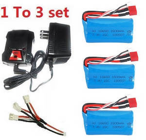Wltoys 12401 12402 12402-A 12403 12404 RC Car spare parts 1 to 3 charger set + 3*7.4V 1500mAh battery set - Click Image to Close