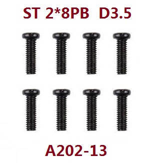 Wltoys 12401 12402 12402-A 12403 12404 RC Car spare parts screws 2*8PB A202-13 - Click Image to Close