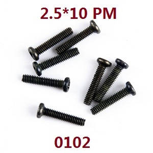 Wltoys 124012 124011 RC Car spare parts pan head screws M2.5*10 PM 0102 - Click Image to Close