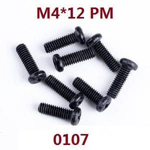 Wltoys 124012 124011 RC Car spare parts round head machine toothscrews M4*12 0107 - Click Image to Close