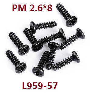 Wltoys 124012 124011 RC Car spare parts round head self tapping screws 2.6*8 L959-57 - Click Image to Close