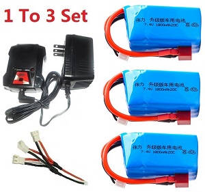Wltoys 124012 124011 RC Car spare parts 1 to 3 charger set + 3*7.4V 1800mAh battey set - Click Image to Close