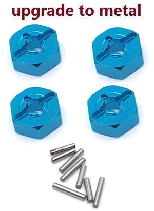 Wltoys 124018 RC Car spare parts hexagon adapter Metal Blue - Click Image to Close