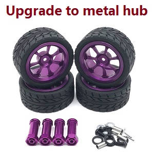 Wltoys 124019 RC Car spare parts front and rear tires with hexagon adapter set (Metal) Purple