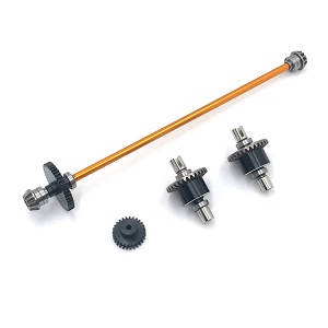 Wltoys 124018 RC Car spare parts main drving shaft with gears and differential module Metal Gold - Click Image to Close