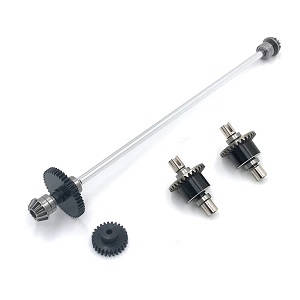 Wltoys 124019 RC Car spare parts main drving shaft with gears and differential module Metal Silver - Click Image to Close