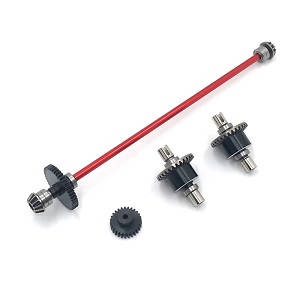Wltoys 124018 RC Car spare parts main drving shaft with gears and differential module Metal Red - Click Image to Close