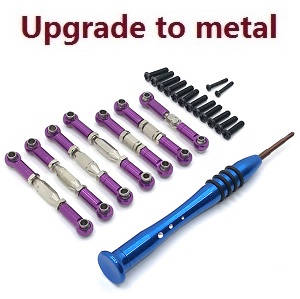 Wltoys 124019 RC Car spare parts steering rod and connect rod with screwdriver sets Metal Purple - Click Image to Close