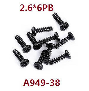 Wltoys 124018 RC Car spare parts screws 2.6*6PB A949-38