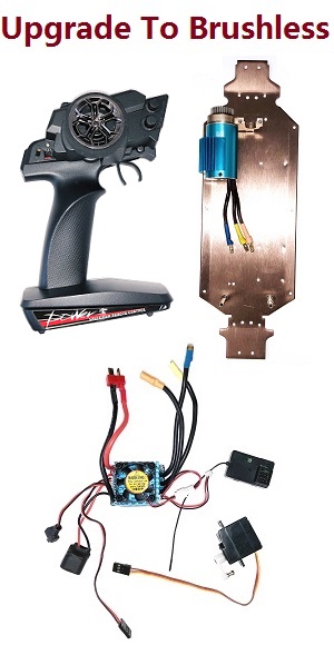 Wltoys 124019 RC Car spare parts upgrade to brushless motor kit B (Transmitter + Receiver + ESC + Motor + SERVO + Gear + Fixed board + Heat sink + Bottom board) - Click Image to Close