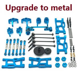 Wltoys 144001 RC Car spare parts 11-In-1 upgrade to metal kit Blue - Click Image to Close