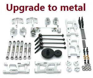 Wltoys 124018 RC Car spare parts 11-In-1 upgrade to metal kit Silver - Click Image to Close