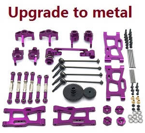 Wltoys 124018 RC Car spare parts 11-In-1 upgrade to metal kit Purple - Click Image to Close