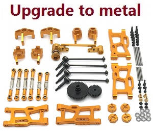 Wltoys 144001 RC Car spare parts 11-In-1 upgrade to metal kit Gold - Click Image to Close
