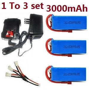 Wltoys 124019 RC Car spare parts 1 to 3 balance charger set + 7.4V 3000mAh battery set