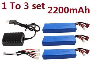 Wltoys 124018 RC Car spare parts 1 to 3 USB charger set + 7.4V 2200mAh battery set