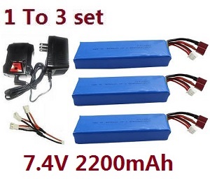 *** Deal *** Wltoys 124018 RC Car spare parts balance charger box and charger + 1 to 3 charger wire + 3*7.4V 2200mAh battery set