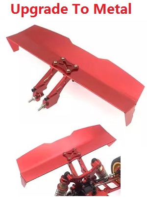 Wltoys 124019 RC Car spare parts upgrade to metal tail wing and fixed seat set (Red) - Click Image to Close