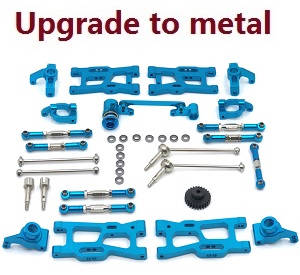 Wltoys 144001 RC Car spare parts 12-IN-1 upgrade to metal kit Blue - Click Image to Close