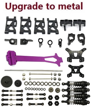 Wltoys 124019 RC Car spare parts 20-IN-1 upgrade to metal kit Black with Purple second floor board