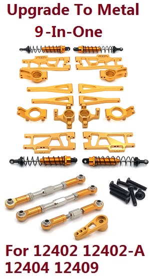 Wltoys 12409 RC Car spare parts upgrade to metal upgrade to metal 9-In-One group (metal Gold color)