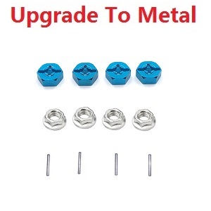 Wltoys 12428 12427 12428-A 12427-A 12428-B 12427-B 12428-C 12427-C RC Car spare parts upgrade to metal hexagon wheel seat + fixed iron bar + M4 flange nuts Blue
