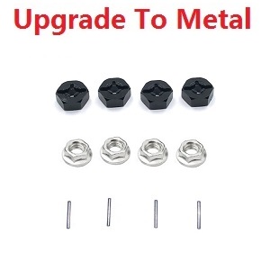 Wltoys 12428 12427 12428-A 12427-A 12428-B 12427-B 12428-C 12427-C RC Car spare parts upgrade to metal hexagon wheel seat + fixed iron bar + M4 flange nuts Black